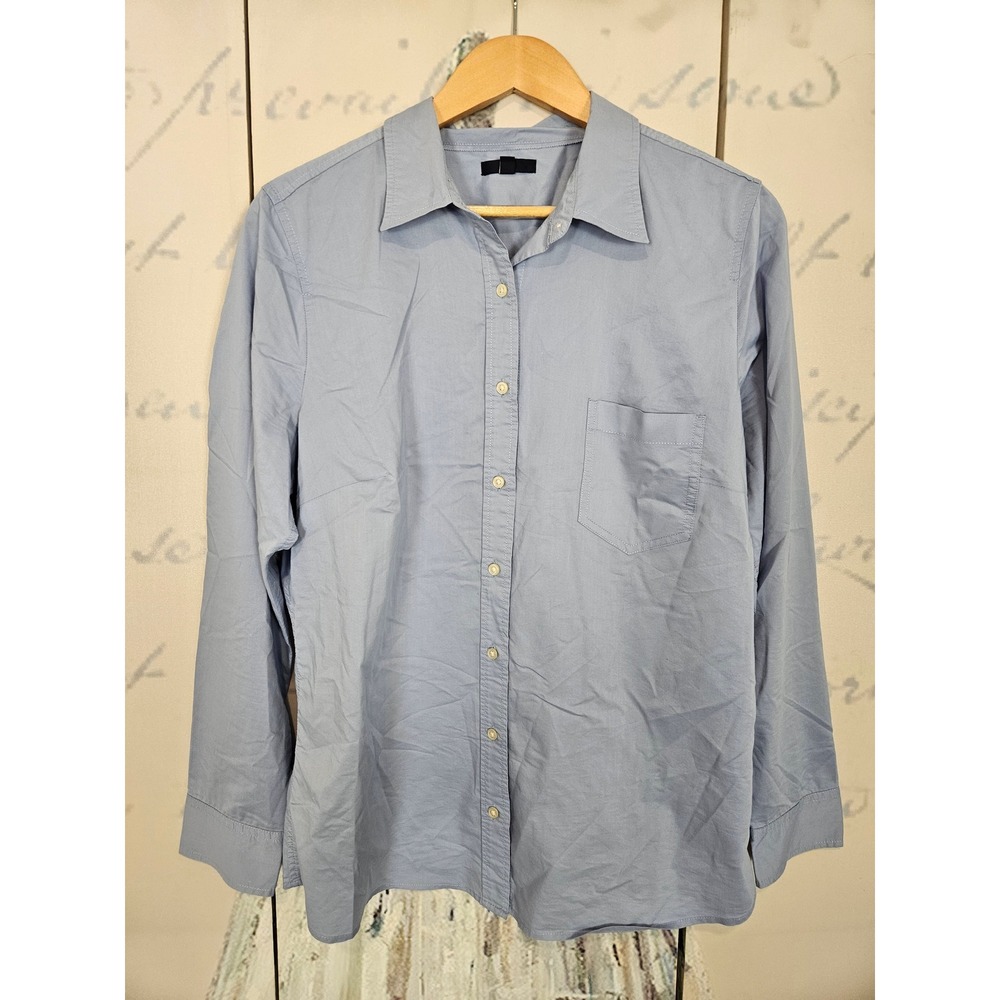 Gap Womens Light Blue Cotton Blend Long Sleeve Button Down Shirt Size L